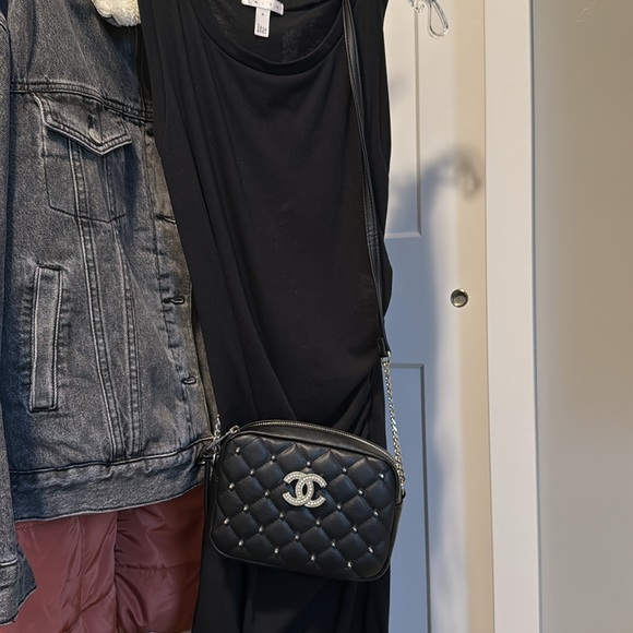 NWT Black Rebecca Minkoff diamond quilt silver studded top zip crossbody bag - Picture 12 of 14